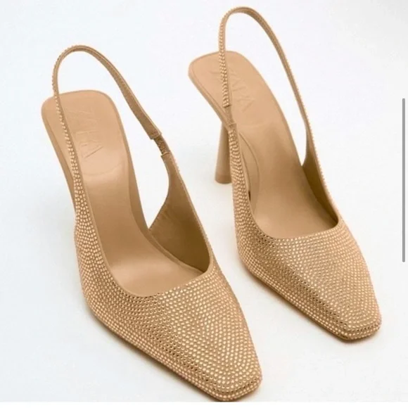 Zara Slingback Rhinestone High Heels - Picture 1 of 5